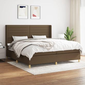 vidaXL Vidaxl - Cama Box Spring Con Colch&oacute;n Tela Marr&oacute;n Oscuro 200x200 Cm