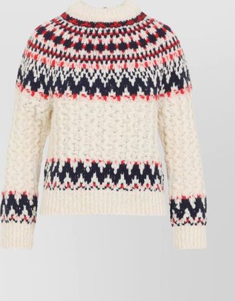 Moncler chunky knit crew neck sweater with pattern