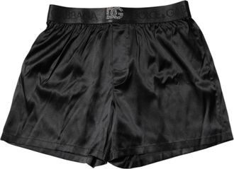 Dolce & Gabbana Black Logo Waist Regular Boxer Shorts Underwear Silk