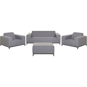 Beliani Conjunto De Jard&iacute;n 5 Plazas De Poli&eacute;ster Gris Negro Patas Metal Rovigo