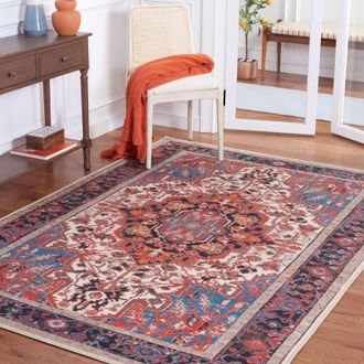 Safavieh Journey Non-Slip Machine Washable Area Rug, Ivory / Red Traditional Style Easy Care