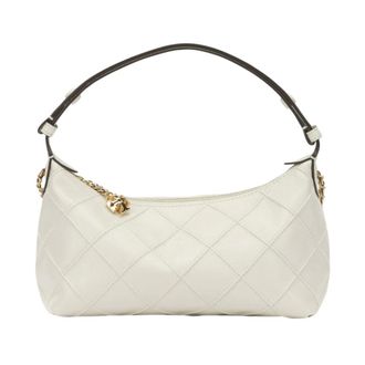 Tory Burch Gewatteerde Leren Schoudertas met Kettingdetail - Dames - Tassen - Wit - Maat: ONE Size Leer
