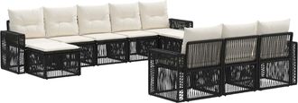 vidaXL Conjunto De Sof&aacute;s De Jard&iacute;n 10 Uds. Negro Y Blanco Crema Vidaxl