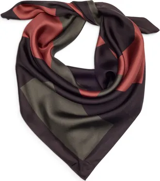 Nordstrom Printed Square Silk Scarf in Army Green Abstract Shapes at Nordstrom