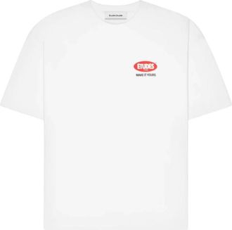 Études Studio Tops, Heren, Wit, S, Katoen, Relax T-shirt met digitale illustratie