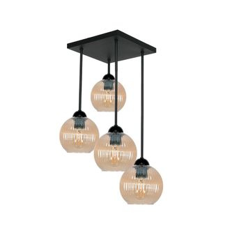 OEM L&aacute;mpara De Techo, Cl&aacute;sica, Negra, Pantallas De Cristal &Aacute;mbar, 15-454 Sonia