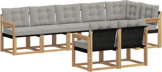vidaXL Conjunto De Sof&aacute;s De Exterior 8 Uds. Blanco Y Gris Claro Vidaxl
