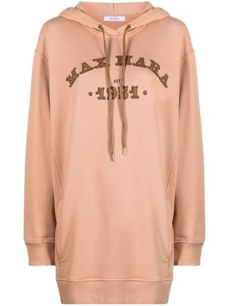 Max Mara logo-print long hoodie - women - Cotton/Spandex/Elastane/Polyamide - S - Pink