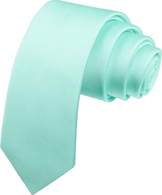 Alizeal Mens Solid Color Casual Formal Wedding Party Business Skinny Neckties, light mint