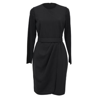Max Mara Long Sleeve Midi Sheath Dress in Black Wool