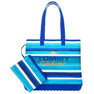 Tommy Bahama Water-Repellent Tote with Pouch Ocean Stripe Print in Navy at Nordstrom
