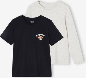 Vertbaudet 2er-Pack Jungen Sport-T-Shirts BASIC schwarz