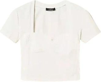 Twinset Bustier T-shirt met gevormde kraag - Dames - T-shirts - Wit - L - Katoen - Tops