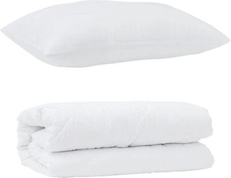 vidaXL Vidaxl - Edredón con Cojín 2 pcs Blanco 155 x 200 cm Microfibra