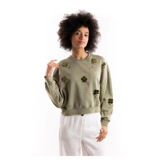 Pinko Pinko, Dames, Sweatshirts & Hoodies, Groen, Maat: S Katoen