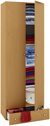 ebuy24 Vcm Armario De Madera 5 Compartimentos Con Caj&oacute;n 2 Puertas Giratorias Dimensiones Aprox. B. 70 X Al. 196 X T. 40 Cm - Vandol S (haya)