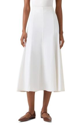 Akris Stretch Denim A-Line Midi Skirt in Cream at Nordstrom, Size 12