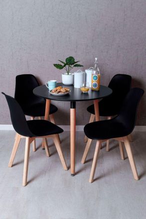 Regalos Miguel Regalos Miguel - Black Friday - Conjunto Mesa Tower Redonda 80 Cm Negra Y Pack 4 Sillas Kelen - Negro