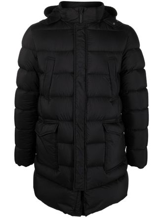 Herno padded down coat - men - Feather Down/Acetate/Polyamide/Polyamide/Polyester/Polyester/Polyurethane/Polyurethane/Wool - 48 - Black