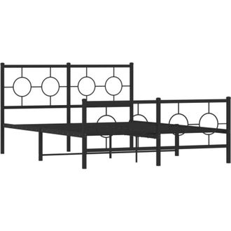 vidaXL Estructura Cama Sin Colch&oacute;n Con Estribo Metal Negro 135x190 Cm Vidaxl
