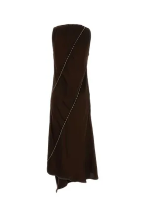 Jil Sander Womens Chocolate Satin Dress Plum Viscosa Abiti