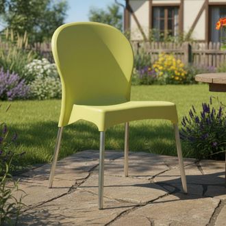 Dmora Silla Para Exteriores Linder, Una Silla Apilable, Made In Italy, Soporta 120 Kg, Verde