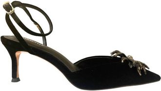 Lola Cruz Womens Velvet & Flower Sandal In Black