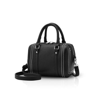 The Silted Company Handbag Rivet Crossbody Totes Satchel Shoulder Boston Bag for Women Soft PU Black