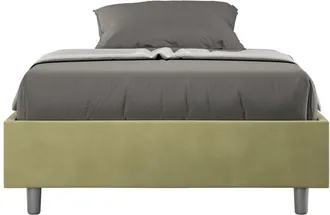 ITYhome Letto una piazza e mezza rivestito in Microfibra - azelia - Dimensione Rete: 130x190 - Tipologia Letto: Senza Rete - Colore: Verde