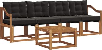 vidaXL Conjunto De Sof&aacute;s De Exterior 5 Uds. Natural Y Negro Vidaxl
