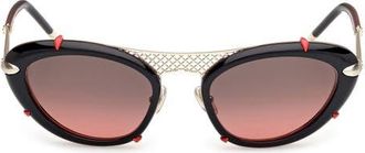 Christian Louboutin Dolly 54mm Gradient Oval Sunglasses in Black /Gold /Zeiss Red at Nordstrom