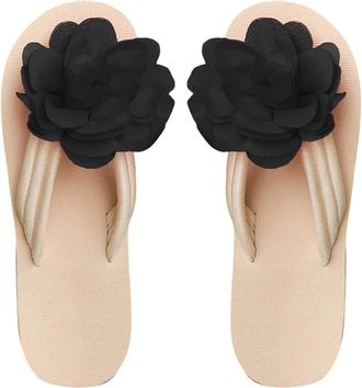 Generic Womens Summer Toe Sandals with Footbed - Flip Flops with Flowers Flat Summer Shoes Bohemian Beach Shoes Elegant Toe Sandals Non-Slip Bath Slippers Sof