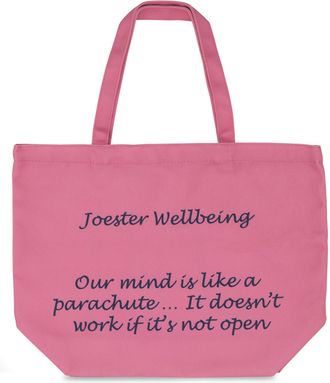 Generic Joester Wellbeing - Cotton/Canvas Tote Bag. (Quote 4: Our mind is like a parachute.. It doesnt work if its not open, Plush Pink)