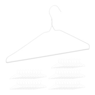 Relaxdays Pack De 100 Perchas Alambre, Para Camisetas Y Pantalones, Para Ropa Ligera, Metal, 40 Cm Ancho, Blanco
