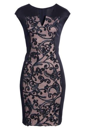 Connected Soutache Panel Dress in Navy/mauve at Nordstrom Rack, Size 12