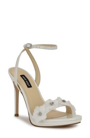 Nine West Lovely Ankle Strap Sandal in White at Nordstrom Rack, Size 9.5