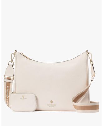 Kate Spade New York Womens Emma Pebbled Leather Large Crossbody - White - One Size
