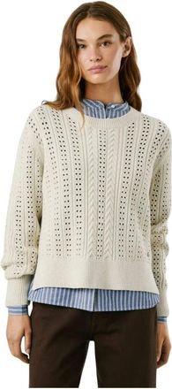 Pepe Jeans London Candide Jersey - Dames - Ronde hals truien - Wit - S - Katoen - Truien & Vesten