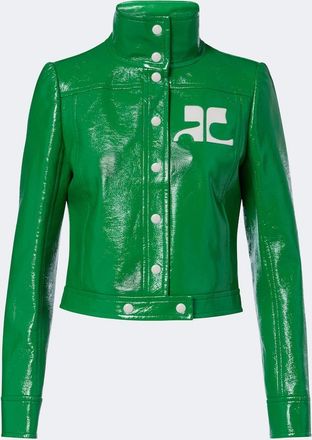 Courr&egrave;ges Courr&egrave;ges Logo vinyl cropped jacket