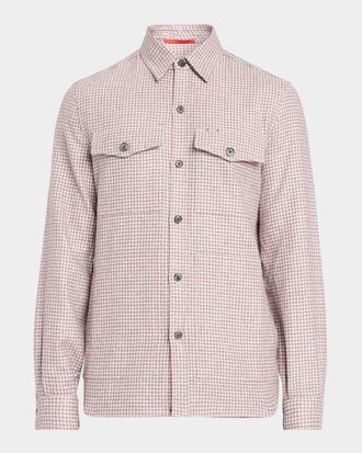 Isaia Men & apos;s Wool Check Overshirt