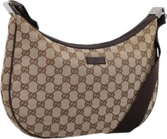 Gucci Pre-owned Vintage Canvas Shoulder Bag - Dames - Vintage Schoudertas - Beige - ONE Size - Leer - Vintage