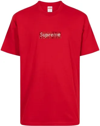 SUPREME x Swarovski Box Logo T-shirt - men - Cotton - L - Red