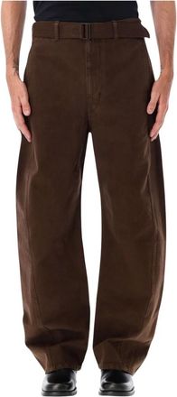 Christophe Lemaire Belted Twisted Pant - Heren - Wijde Broeken - Bruin - S - Katoen - Broeken