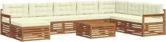 vidaXL Conjunto De Sof&aacute;s De Exterior 9 Uds. Natural Y Crema Vidaxl