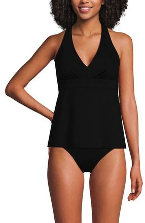 Lands End V-Neck Racerback Flutter Tankini in Black at Nordstrom, Size 12