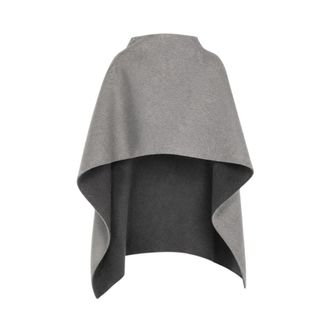 Alberta Ferretti Asymmetrical Two-Tone Double-Face Cape - female - Alberta Ferretti - Ponchos - Gray - ONE SIZE - Jackets