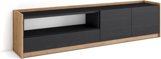 Skraut Home Skraut Home - Mueble Tv, Televisi&oacute;n, 207x37x50cm, Para Tv Hasta 80, Negro Y Roble