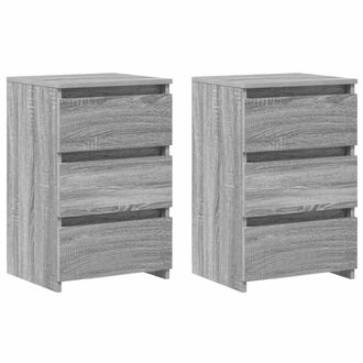 vidaXL Vidaxl - Mesitas De Noche 2 Uds Contrachapado Gris Sonoma 40x35x62,5 Cm