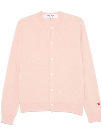 Comme Des Gar&ccedil;ons Light Pink Round Neck Logo Cardigan