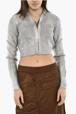 Diesel Crop Cardigan M-ADHU In Metallic Fabric size S